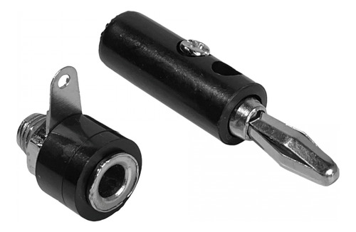 Kit Conector Banana Aislado Negro 4mm Macho Y Hembra