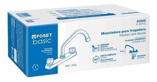 Mezcladora Para Fregadero Hexagonal C Corto Foset 45608