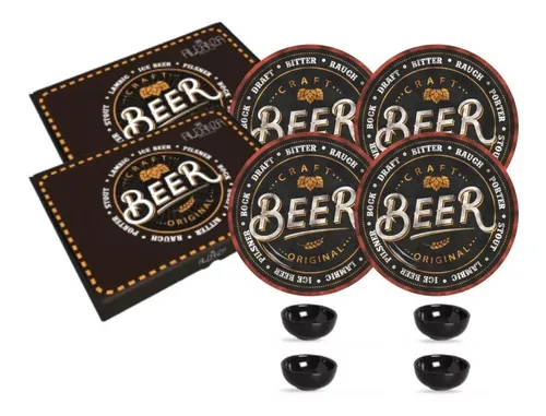 Jogo Jantar 4 Pessoas Beer Cerveja Prato Cerâmica 8 Pçs