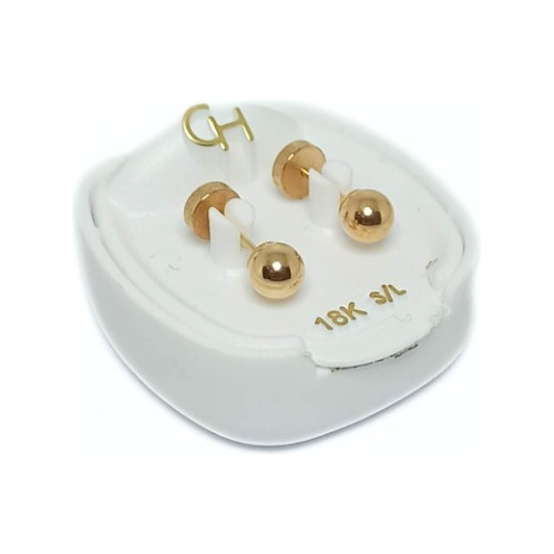 Aros Abridores Oro 18k Bebé Ch Eco Bolitas 4mm Ch704