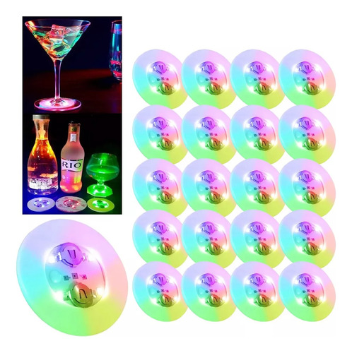 Posavasos Con Luces Led Para Bebidas, 20 Piezas