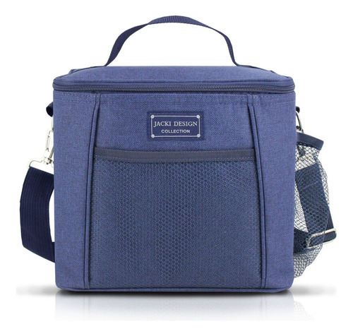 Bolsa Térmica 1 Divisória Bolso Externo Ziper Alça Tiracolo Cor Azul