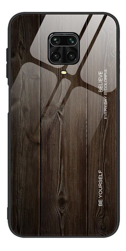 Para Xiaomi Redmi Note 9s Case Vidrio Templado Grano Madera