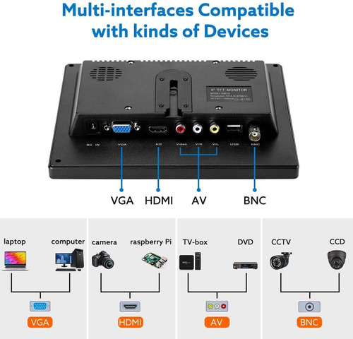 Monitores De Pantalla Lcd De Hdmi De 8 Pulgadas De 8 Mini 4:
