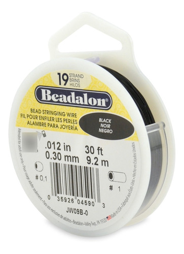 Beadalon Cable De Cuerda De Cuentas Negras De 19 Hebras De 0