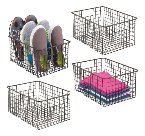 Mdesign Metal Wire Closet Storage Basket Organizer Con Asas 