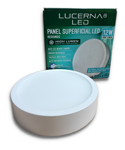 Panel Led Superficial 12w 4 Pulgadas 6500k 100-305v Lucerna