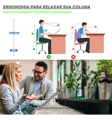 Suporte De Notebook Articulado Dobrável Ergonomico Em Alumínio Portátil Facility Shops