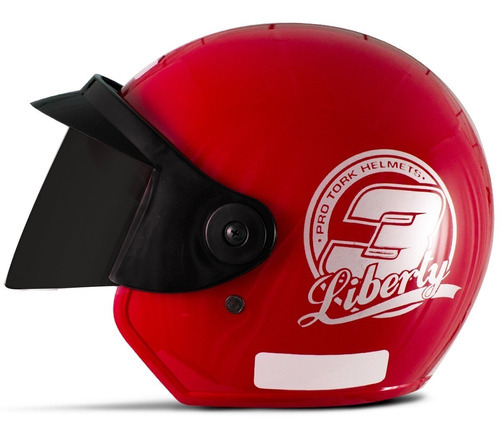 Capacete Aberto Viseira Fumê Pro Tork Liberty 3 Preto Fosco Tamanho Do Capacete 60 Cor Vermelho