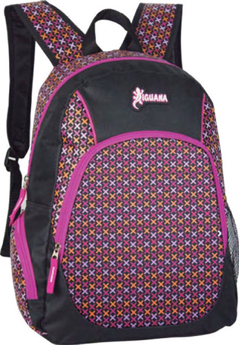 Mochila Iguana Negra Y Fucsia (10653)