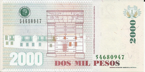 Colombia 2000 Pesos 29 Agosto 2013