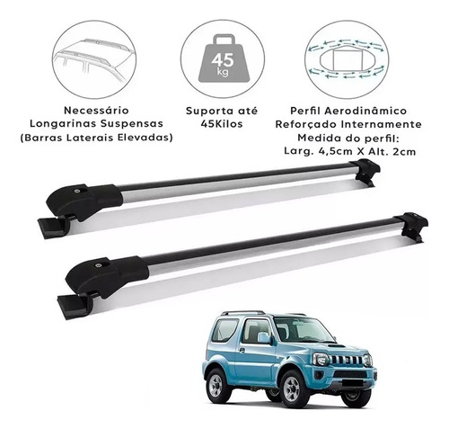 Travessa Rack Bagageiro Suzuki Jimny Aluminio Slim Prata