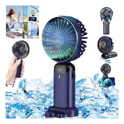Mini Ventilador Portatil De Mano Plegable 5 Velocidades Con base Y Carga Usb