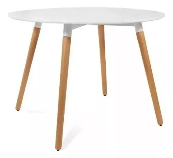 Mesa Redonda De Comedor Madera 90cm Moderna Eames Full Color de la tapa Blanco