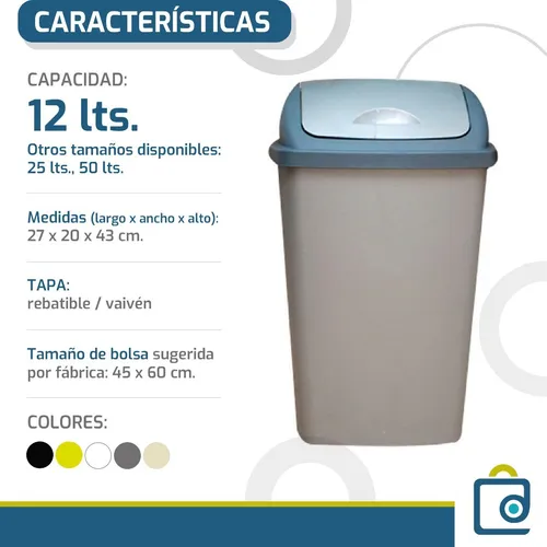 Tacho de basura 12 litros medidas hotsell