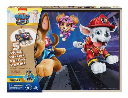 Paw Patrol Juego De 5 Rompecabezas De Madera Con Caja D Jpp