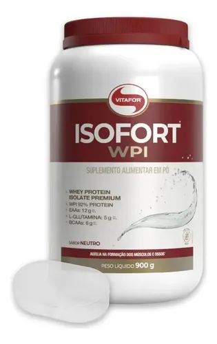 Whey Protein Isolado Vitafor Isofort, 900g Neutro