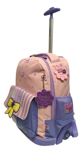 Mochila Happy Girl Gurlic Primaria Con Carro Hg70391-p Color Multicolor