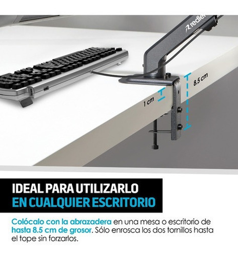 Suporte para monitor hidráulico Redlemon de até 27 polegadas, cor preta