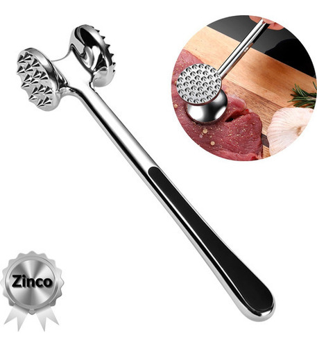 Martillo batidor zinco Unyhome profesional con mango de goma de doble cara de color plateado