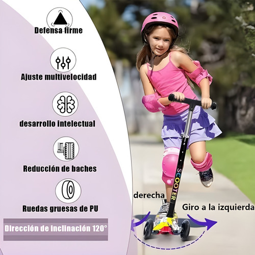 Scooter Patín Del Desmontable Luces Led Para Niña Niño