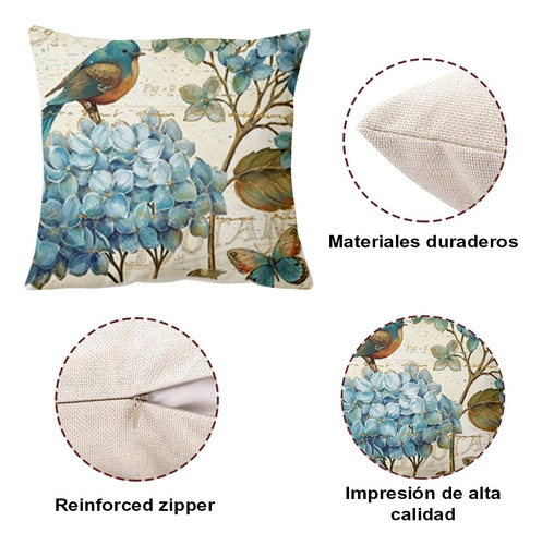 Fundas Cojines Almohada Decorativos Lino Algodón 4pcs 45cm Arboles
