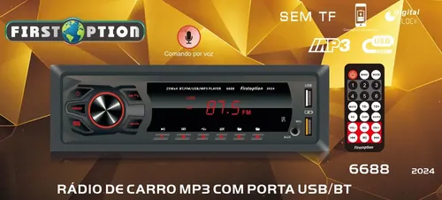 MP3 PLAYER FIRST OPTION 6688 2024 RADIO AUTOMOTIVO BLUETOOTH TOCA...