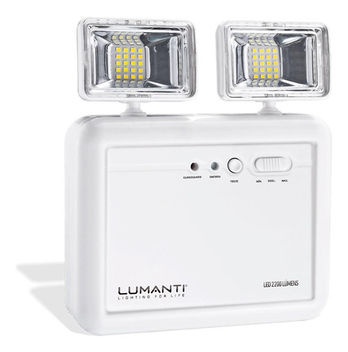 Luminária De Emergência Led 2 Faróis 12w 2200lm Branco Frio Cor Branco Frio 6500K Bivolt