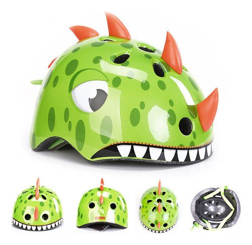 Capacete Infantil De Desenho Animado Com Imagem De Dinossaur