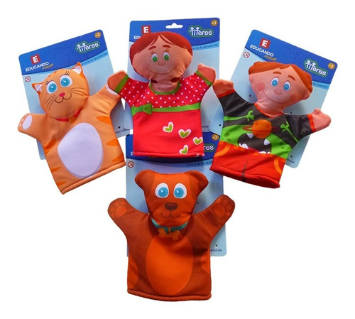 Titeres Set X4 Modelos Caperucita Chanchitos Animales Edu