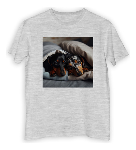 Remera Hombre Perro Salchicha Pareja Arlequin Tierno