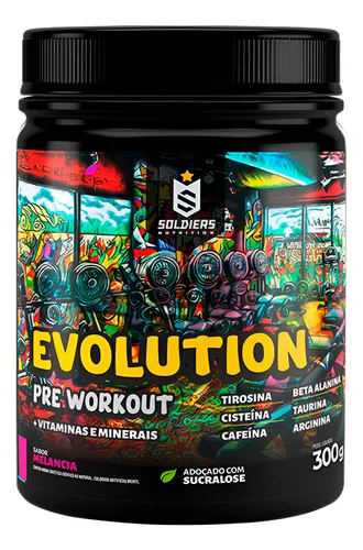Pré-Treino Evolution Workout 300g Termogênico Sabor Melancia Soldiers Nutrition Energia Foco Treino
