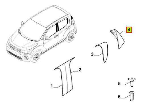 Recubrimien Plast Montant Tra Der Original Fiat Mobi Way 20-