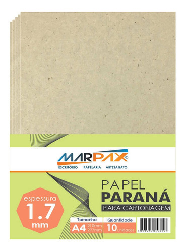 Papel Paraná Para Cartonagem Marpax 1,7mm A4 210x297mm 10un