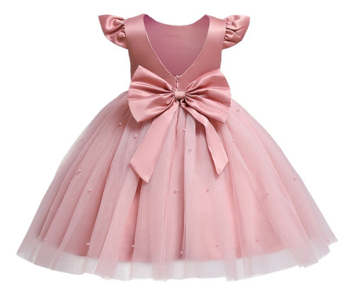 Vestido Con Lazo Para Niña, Vestido De Princesa Con Cuentas