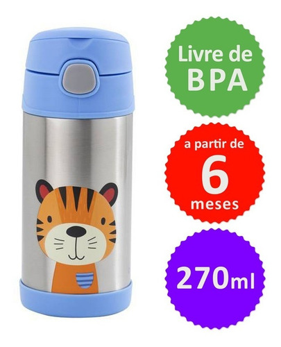 Imagem 6 de 9 de Garrafa Térmica Infantil Inox 270ml Livre De Bpa Clingo