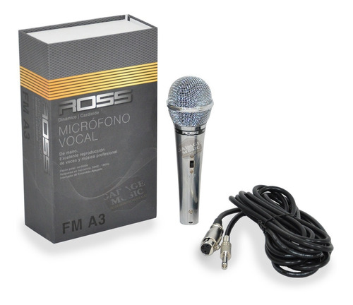 Microfono Karaoke Ross Fm A3 Original Dinamico Vocal Cable 