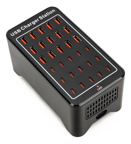 Estación Carga Usb C 150w, 30 Puertos Para Múltiples Disposi