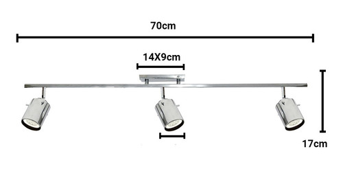 Imagen 3 de 10 de Sistema De Tres Luces Cilindro Para Lámpara Gu10 Cuotas