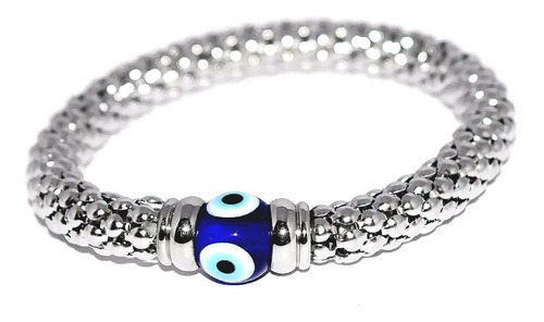 Pulsera En Acero Italiano Plateada Con Ojito Guilad Dhx39