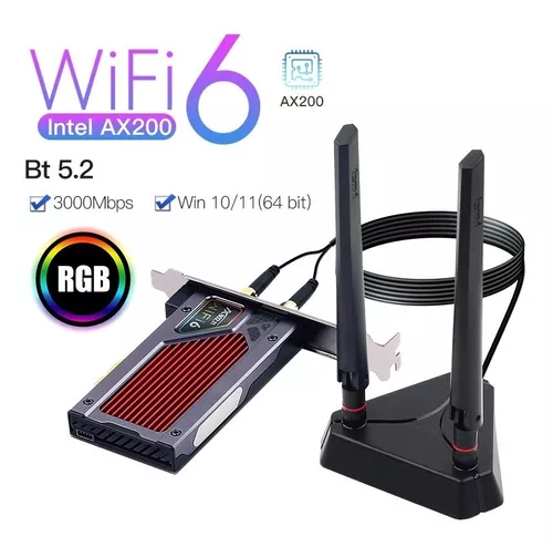 Fenvi AX3000 Wi-Fi 6 3000Mbps Wireless PCIe For Bluetooth 5.2 WiFi Adapter Intel  AX200 Wi-Fi Card 802.11AX 2.4G/5Ghz PC Win10/11 Color: WI-FI 6 PCE-AX200