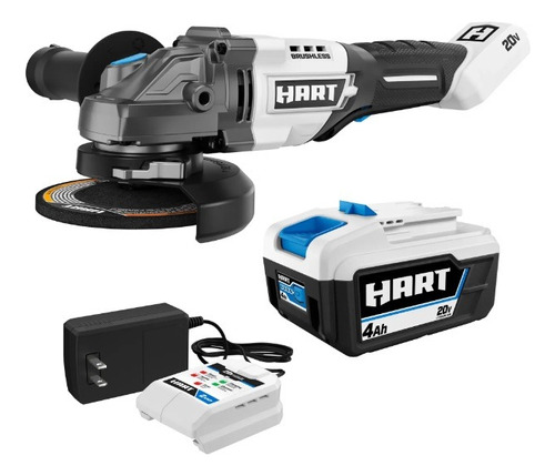 Hart Kit Esmerilador Angular Sin Escobillas, 20 V, Bateria Color Negro Y Blanco