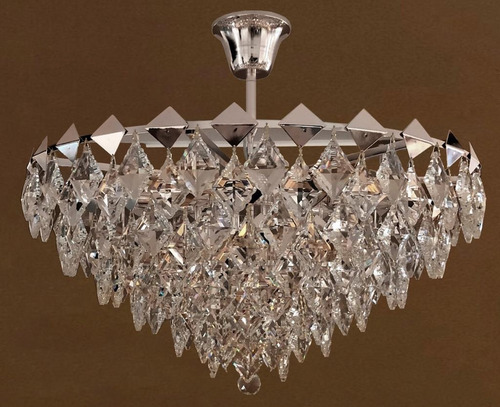 Lustre Cromado Cristal Transp. 12l E-14 Ø800 X H450mm