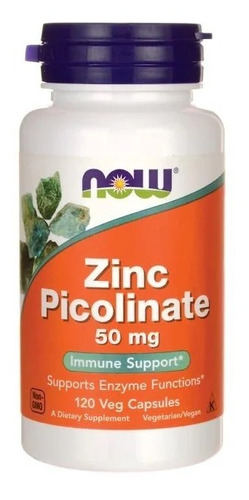 Picolinato De Zinc De Now Foods 50mg 120 Cáps Sistema Inmune