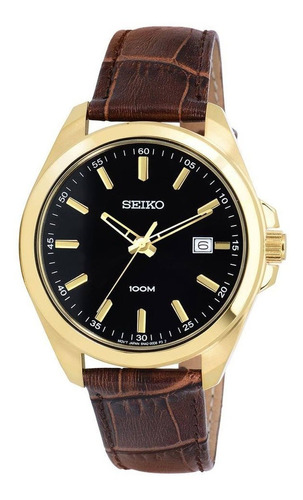 Reloj Seiko Hombre Sur078 Con Correo De Cuero Dial Negro