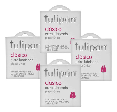 Tulipán Clásico X3ukitx4 Cajas Preservativos Lisos De Latéx