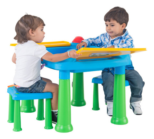 Mesa Infantil Biemme  Didactica Niño Con 2 Sillas para guardar juguetes o usar de arenero o usar con agua