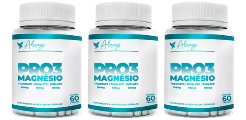 Suplemento em cápsula Always Fit  Treonato, Quelato e Dimalato Pro3Magnésio vitaminas Pro3Magnésio em pote de 39.6g 180 un