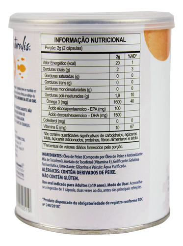Kit 2x Ômega-3 Maxi Dha 700 120 Cápsulas Naturalis Sabor Sem Sabor