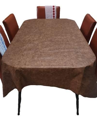 Mantel Mesa Rectangular 1.4x4m Impermeable Cuerina Afelpada Simil Cuero